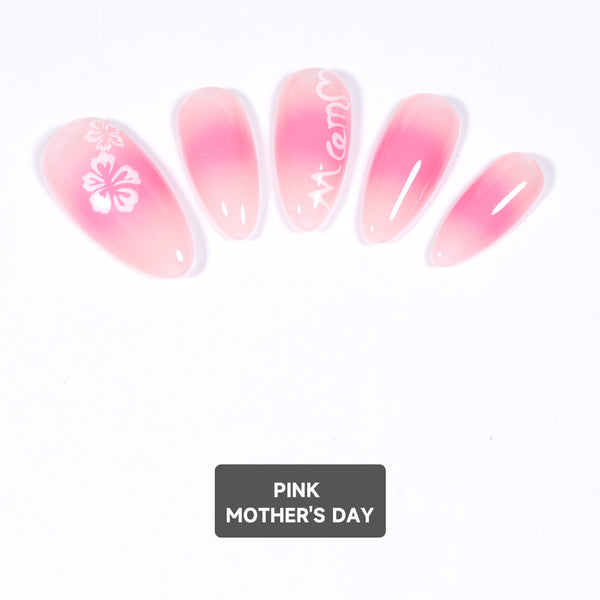 Handmade-"Pink Mother's Day" Press On Nails