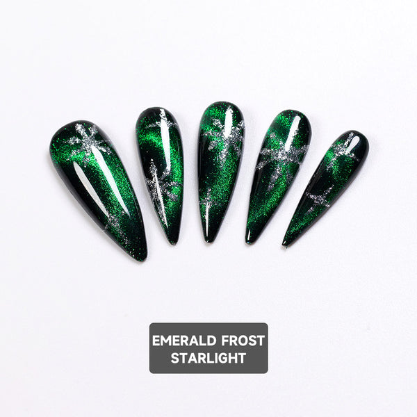 Emerald Frost Starlight – Christmas Press On Nail 10 Pcs Set