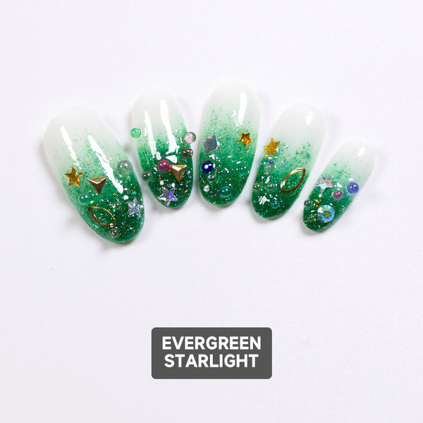 Evergreen Starlight – Christmas Press On Nail 10 Pcs Set